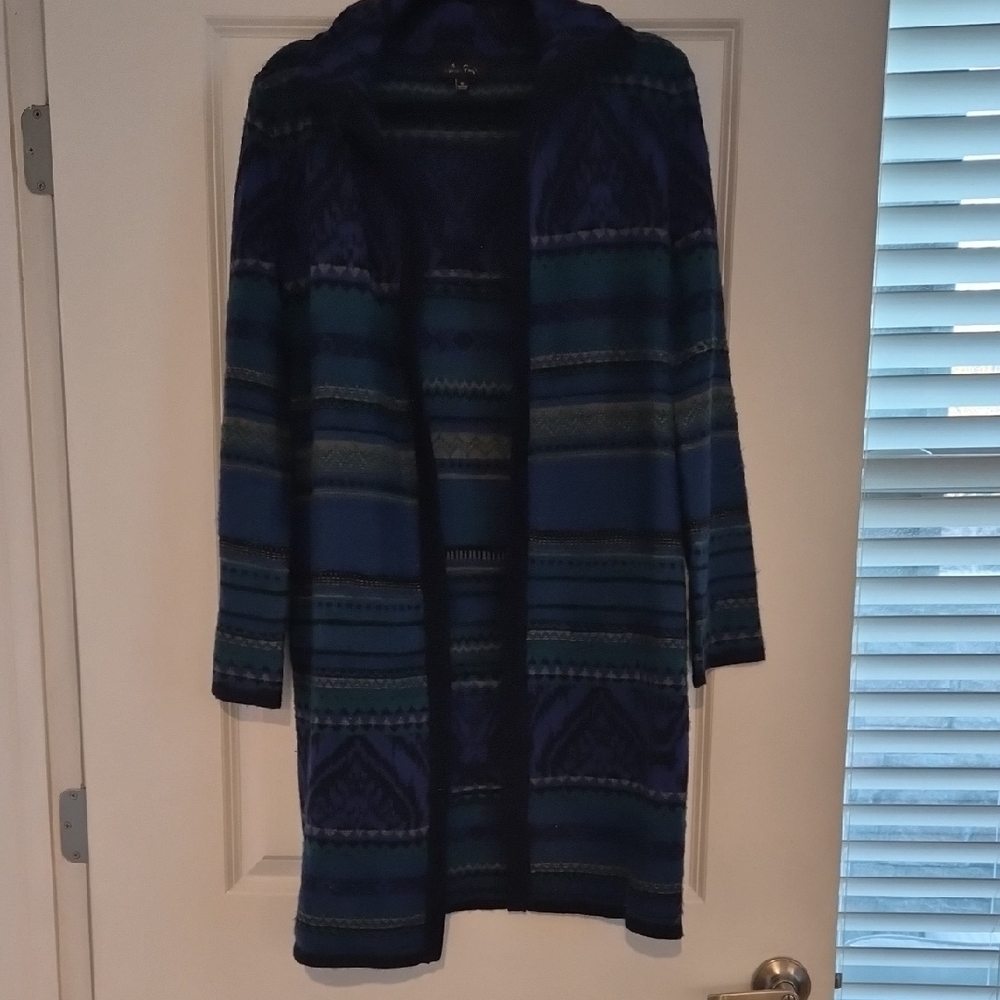 Melissa Paige Blue and Green Patterned Cardigan